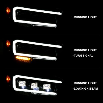 ANZO 2016-2018 Toyota Tacoma LED Projector Headlights Plank Style Black w/ Amber - Image 2