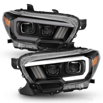 ANZO 2016-2017 Toyota Tacoma Projector Headlights w/ Plank Style Switchback Black w/ Amber w/ DRL - Image 9