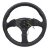 NRG Reinforced Steering Wheel (350mm / 2.5in. Deep) Blk Leather Comfort Grip w/5mm Matte Blk Spokes - Image 4