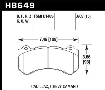 Hawk 08-12 Cadillac CTS-V / 12 Jeep Grand Cherokee (WK2) SRT8 DTC-60 Front Race Brake Pads - Image 3