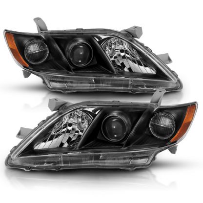 ANZO 2007-2011 Toyota Camry Projector Headlight Black Amber - Image 2