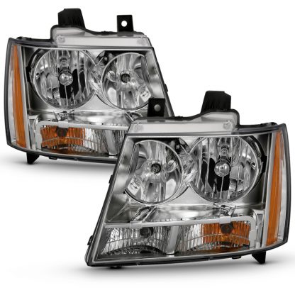 ANZO 2007-2014 Chevy TahOE Crystal Headlight Chrome Amber(OE) - Image 4