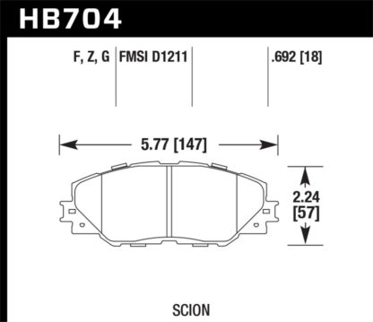 Hawk 09-10 Pontiac Vibe 2.4L / 11-12 Scion tC HPS Front Street Brake Pads - Image 3