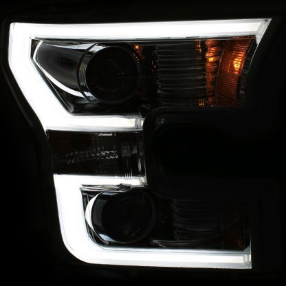 ANZO 2015-2017 Ford F-150 Projector Headlights w/ Plank Style Switchback Chrome w/ Amber - Image 6