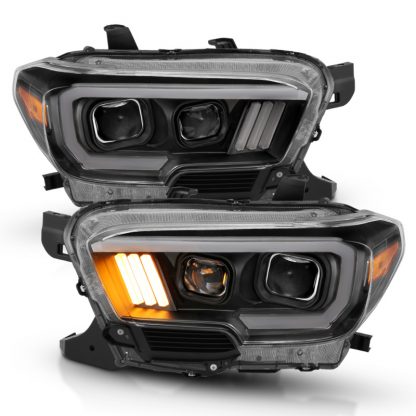 ANZO 2016-2017 Toyota Tacoma Projector Headlights w/ Plank Style Design Black/Amber w/ DRL - Image 7