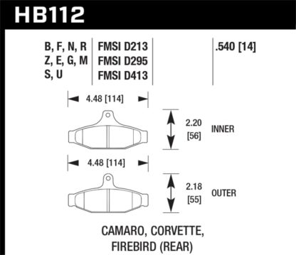 Hawk 1990-1990 Chevy Camaro Iroc-Z (w/Heavy Duty Brakes) HPS 5.0 Rear Brake Pads - Image 2