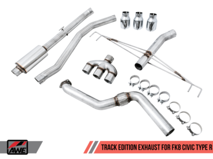 AWE Tuning 2017+ Honda Civic Type R Touring Edition Exhaust w/Front Pipe & Triple Chrome Silver Tips - Image 2