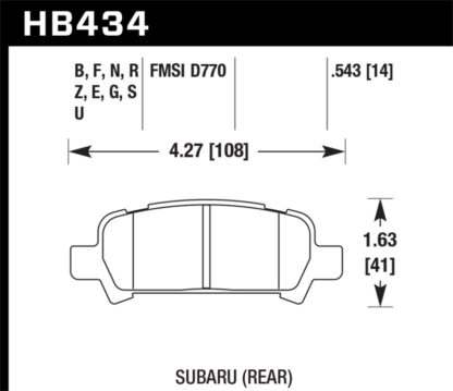 Hawk 02-03 WRX / 05-08 LGT D770 HP+ Street Rear Brake Pads - Image 2