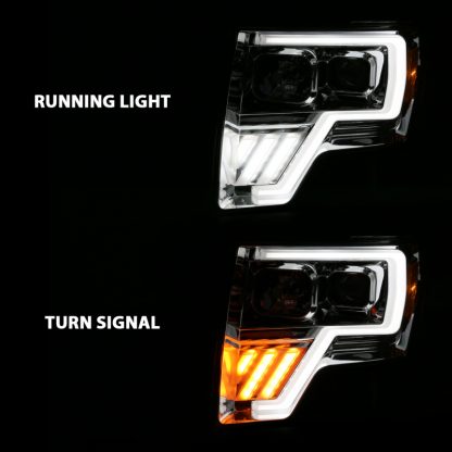 ANZO 2009-2013 Ford F-150 Projector Light Bar G4 Switchback H.L. Chrome Amber - Image 4