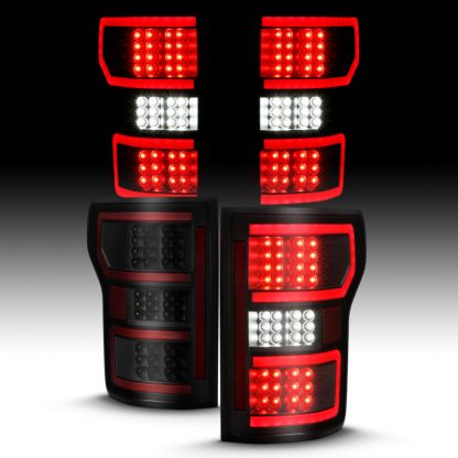 ANZO 18-19 Ford F-150 LED Taillight Black Housing Clear Lens Red Light Bar W/Sequential - Image 5