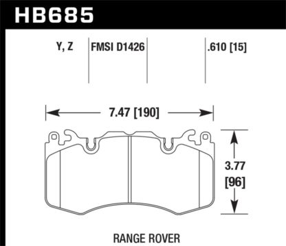 Hawk 10-11 Range Rover/Range Rover Sport Supercharged Performance Ceramic Street Front Brake Pads - Image 3