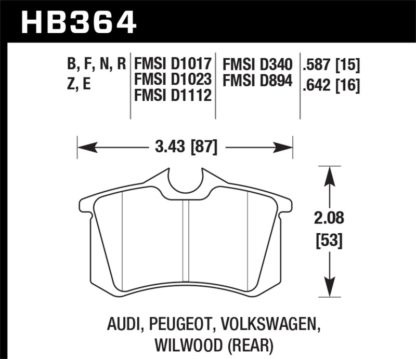 Hawk (Various) Audi / Peugeot / Volkswagen Ceramic Street Rear Brake Pads - Image 3