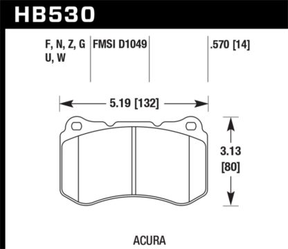 Hawk 07-08 Acura TL Type S DTC-60 Race Front Brake Pads - Image 2