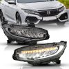 ANZO 16-17 Honda Civic Projector Headlights Plank Style Black w/Amber/Sequential Turn Signal - Image 2