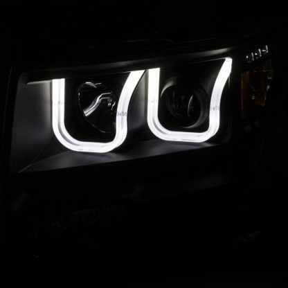 ANZO 2009-2014 Ford F-150 Projector Headlights w/ U-Bar Black Amber (HID TYPE) (WITHOUT HID KIT) - Image 2