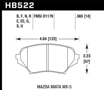 Hawk 06-11 Mazda Miata Mx-5 Front DTC-60 Race Brake Pads - Image 3