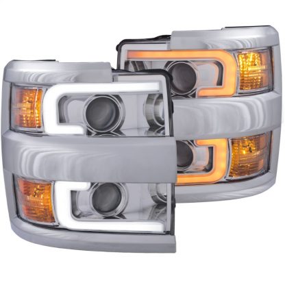 ANZO Projector Headlights 15-17 Chevrolet Silverado 2500HD / 3500HD Chrome w/ Chrome Rim - Image 2