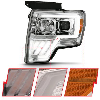 ANZO 2009-2013 Ford F-150 Projector Light Bar G4 Switchback H.L. Chrome Amber - Image 5