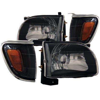 ANZO 2001-2004 Toyota Tacoma Crystal Headlights Black - Image 2