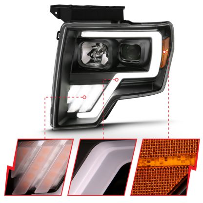 ANZO 2009-2013 Ford F-150 Projector Light Bar G4 Switchback H.L.Black Amber - Image 5