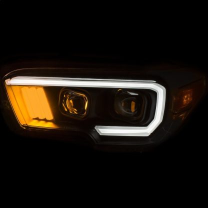 ANZO 2016-2017 Toyota Tacoma Projector Headlights w/ Plank Style Black w/ Amber - Image 5