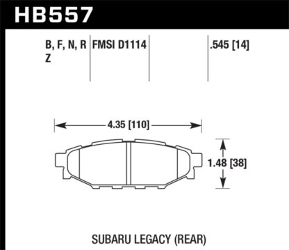 Hawk 08 WRX Rear HP+ Street Brake Pads - Image 3