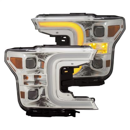 ANZO 18-19 Ford F-150 Projector Headlights w/Plank Style Switchback Chrome w/Amber - Image 9