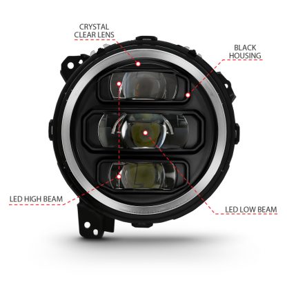 ANZO 2018-2019 Jeep Wrangler Full Led Projector H.L Black - Image 3