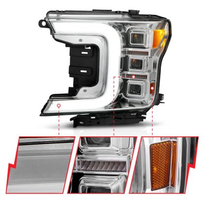 Anzo 18-20 Ford F-150 Full Led Projector Light Bar Style Headlights - Chrome Amber - Image 2