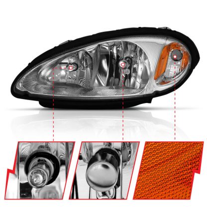 ANZO 2001-2005 Chrysler Pt Cruiser Crystal Headlight Chrome Amber (OE) - Image 2