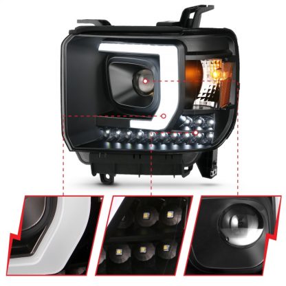 ANZO 2014-2015 Gmc Sierra 1500HD Projector Plank Style Headlight Black W/ Drl - Image 4