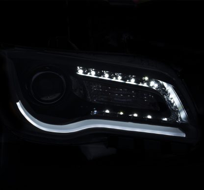 ANZO 2011-2014 Chrysler 300 Projector Headlights w/ Plank Style Design Black - Image 2