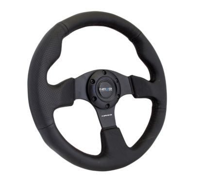 NRG Reinforced Steering Wheel (320mm) Black Leather w/Black Stitching - Image 2