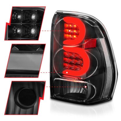 ANZO 2002-2009 Chevrolet Trailblazer LED Tail Lights w/ Light Bar Black Housing Clear Lens - Image 6