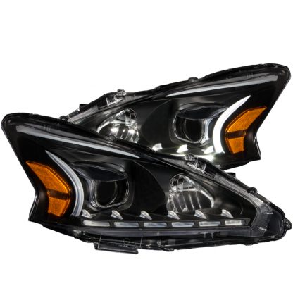 ANZO 2013-2014 Nissan Altima Projector Headlights w/ Plank Style Design Black - Image 2