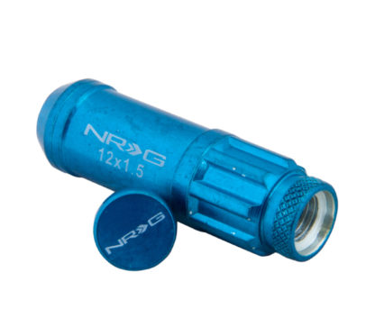 NRG 700 Series M12 X 1.5 Steel Lug Nut w/Dust Cap Cover Set 21 Pc w/Locks & Lock Socket - Blue - Image 3