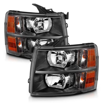 ANZO 2007-2013 Chevrolet Silverado Crystal Headlights Black - Image 6