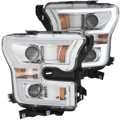 ANZO 2015-2017 Ford F-150 Projector Headlights w/ Plank Style Switchback Chrome w/ Amber - Image 3