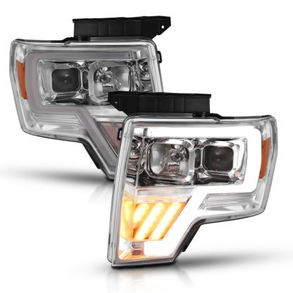 ANZO 2009-2014 Ford F-150 Projector Headlight Chrome Amber - Image 3