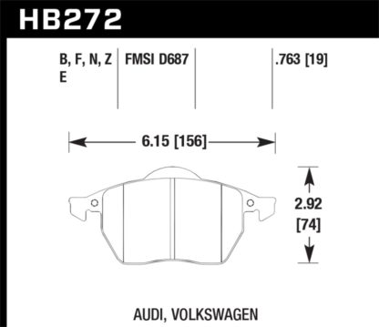 Hawk 2000-2006 Audi TT (w/Wear Sensor) HPS 5.0 Front Brake Pads - Image 2