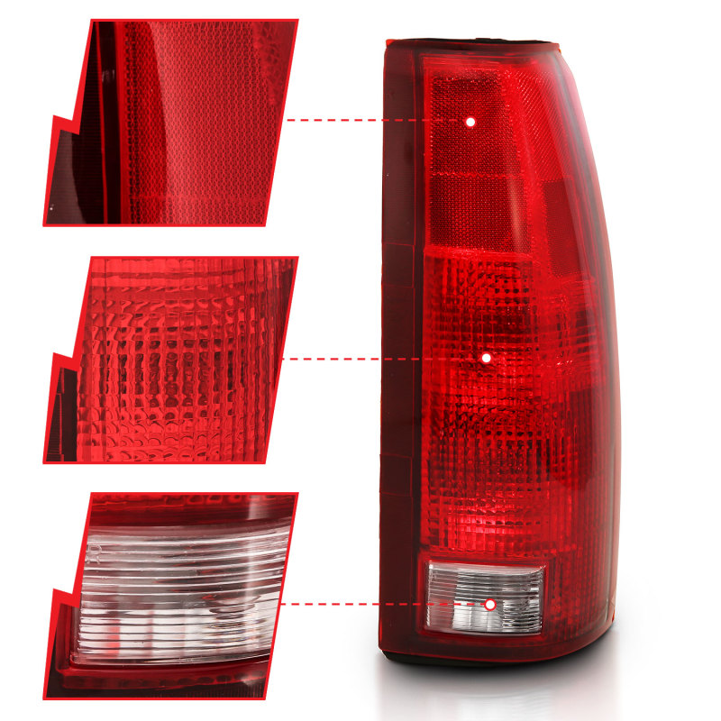 ANZO 1988-1999 Chevy C1500 Taillight Red/Clear Lens w/ Circuit Board (OE Replacement) - Image 3