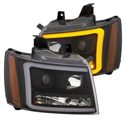 ANZO 07-14 Chevy Tahoe Projector Headlights w/ Plank Style Design Black w/ Amber - Image 3