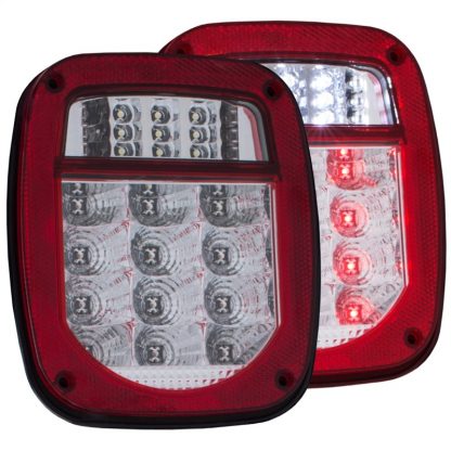 ANZO 1976-1985 Jeep Wrangler LED 2 Lens - Red/Clear, Chrome - Image 5