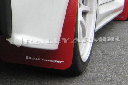 Rally Armor 2007+ Mitsubishi Lancer (doesn't fit Sportback) UR Red Mud Flap w/ White Logo - Image 2