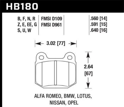 Hawk 03-06 Evo / 04-09 STi / 03-07 350z Track edition/G35 w/ Brembo HPS Street Rear Brake Pads - Image 2