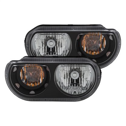 ANZO 2008-2014 Dodge Challenger Crystal Headlights Black - Image 2