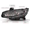 ANZO 16-17 Honda Civic Projector Headlights Plank Style Black w/Amber/Sequential Turn Signal - Image 5
