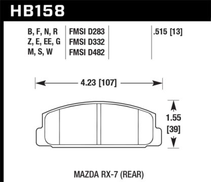 Hawk 03-05 Mazda 6 / 84-95 Mazda RX-7 DTC-60 Race Rear Brake Pads - Image 2