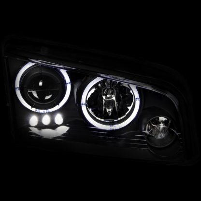 ANZO 2006-2010 Dodge Charger Projector Headlights w/ Halo Black - Image 2