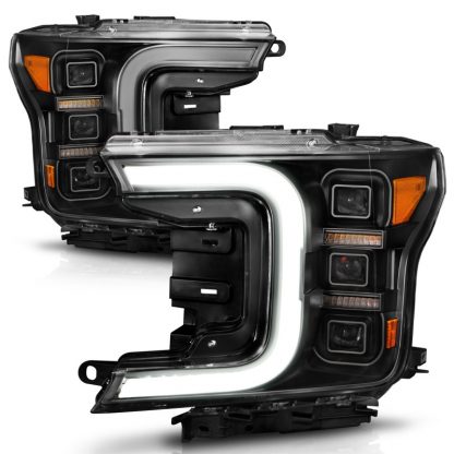 Anzo 18-20 Ford F-150 Full Led Projector Light Bar Headlights Black Amber - Image 4